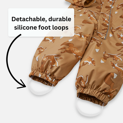 Reima Toddlers' Lappi Waterproof Snowsuit - Peanut Brown detachable silicone foot loops