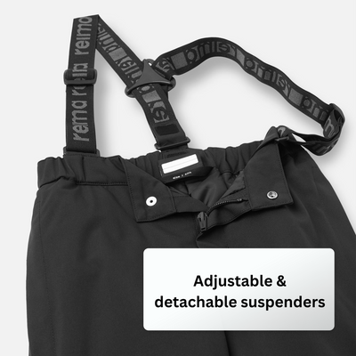 Reima Toddlers' Proxima Waterproof Snowpants - Black adjustable suspenders