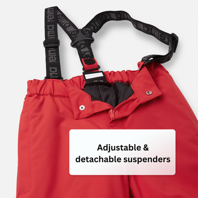 Reima Toddlers' Proxima Waterproof Snowpants - Tomato Red adjustable suspenders