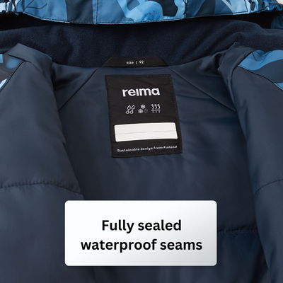 Reima Toddlers' Puhuri Waterproof Snowsuit - Navy Blue waterproof seams