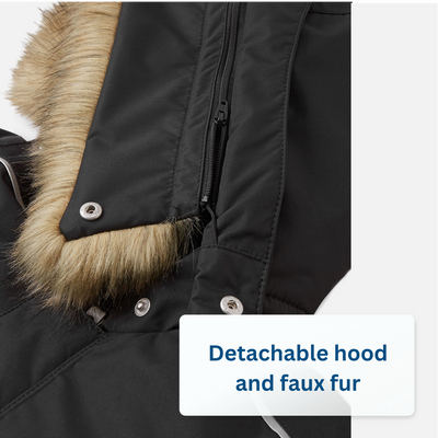 detachable hood and faux fur