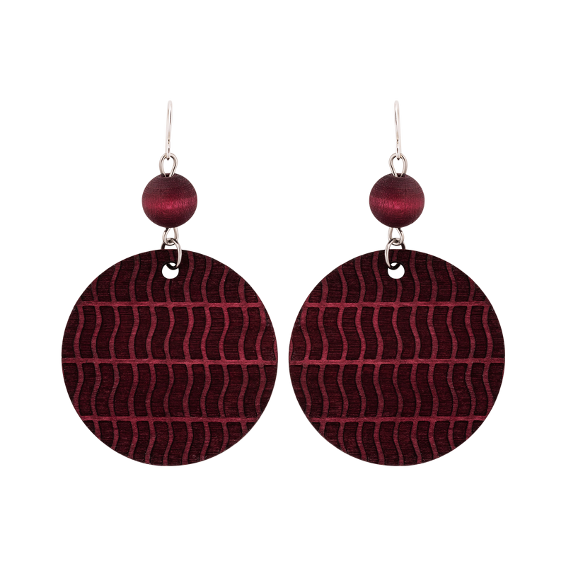 Aarikka Karoliina Earrings, plum red front