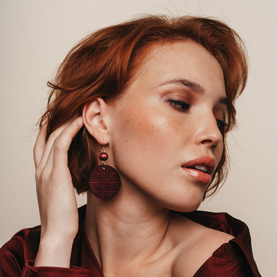 Aarikka Karoliina Earrings, plum red lifestyle