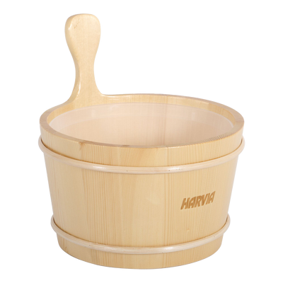 Harvia Wooden Sauna Bucket w/ Liner - 4 Liter