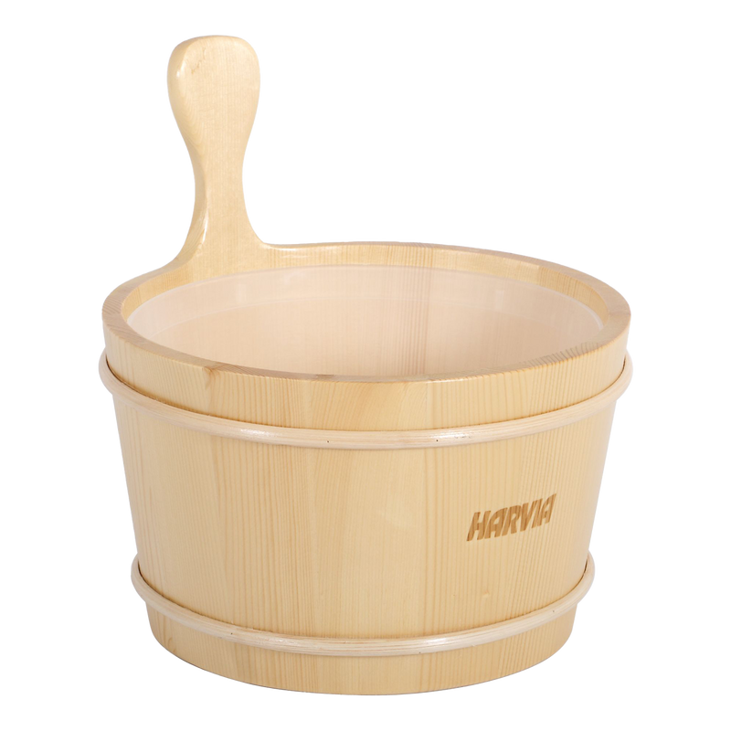 Harvia Wooden Sauna Bucket w/ Liner - 4 Liter