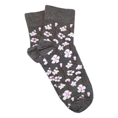 Jaana Huhtanen Cherry Blossom Cotton Socks, grey