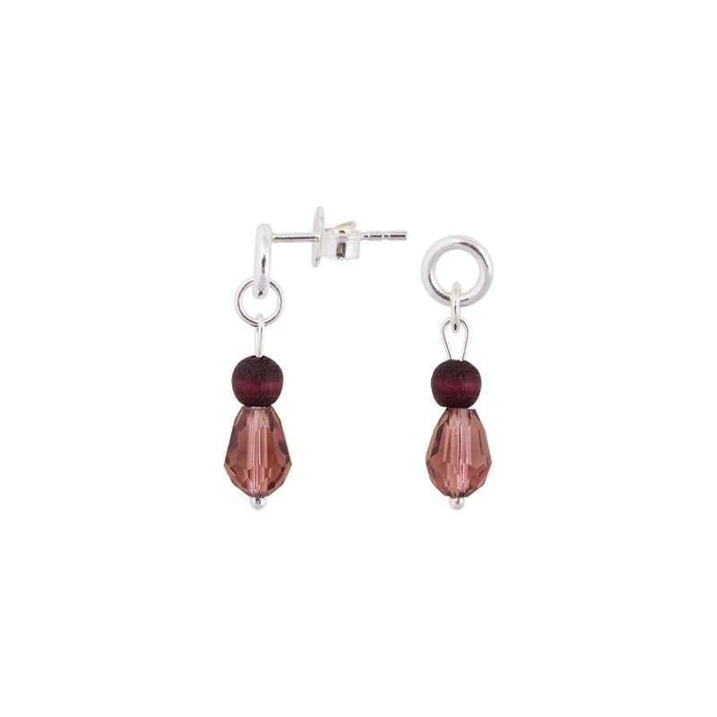 Lasipisara earrings, plum red