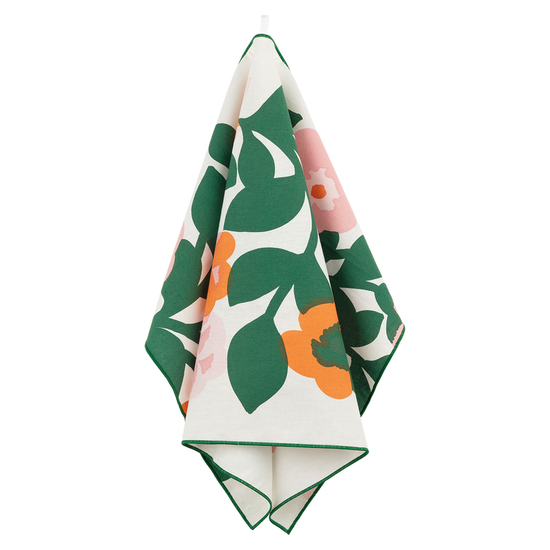 Marimekko Green Green Kitchen Towel, white/green/pink/orange