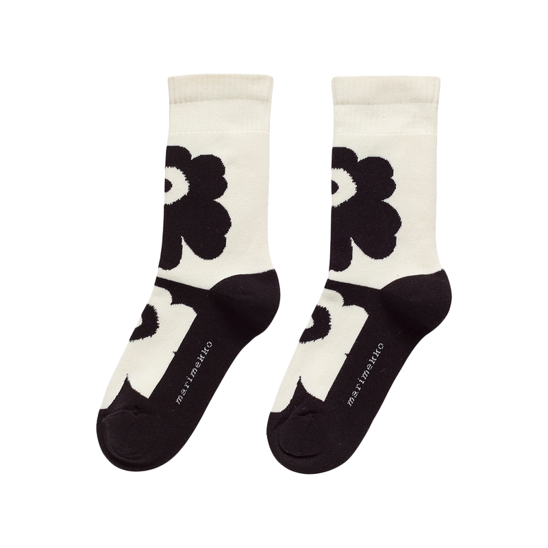 Marimekko Kioski Pirtti Unikko Socks, black/white