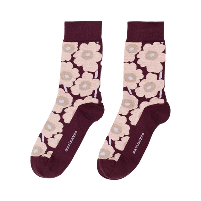 Marimekko Kirmailla Unikko Socks, wine/rose/white