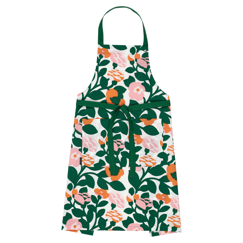 Marimekko Pieni Green Green Apron, white/green/pink/orange