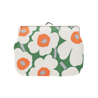 Marimekko Pieni Unikko Large Coin Purse, cotton/green/orange