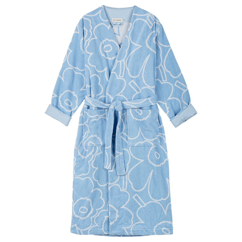 Marimekko Piirto Unikko Bath Robe, lt.blue/off-white