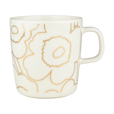 Marimekko Piirto Unikko Large Mug, white/gold