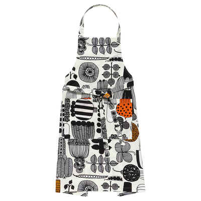 Marimekko Puutarhurin Parhaat Apron, white/black/orange