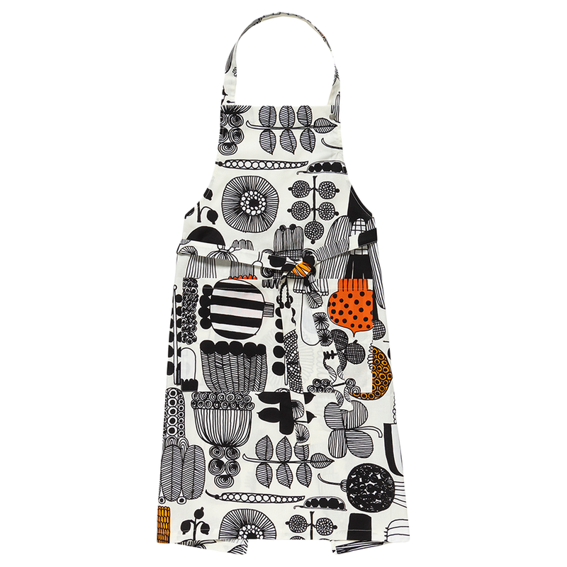 Marimekko Puutarhurin Parhaat Apron, white/black/orange