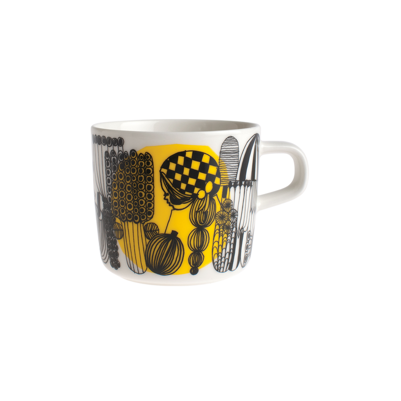 Marimekko Siirtolapuutarha Coffee Cup, yellow/black/white
