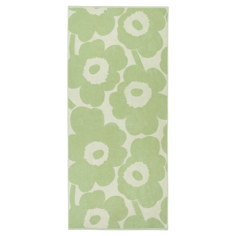 Marimekko Unikko Bath Towel, off-white/sage flower print