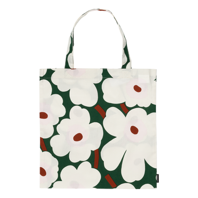 Marimekko Unikko Cotton Tote Bag, green/off-white/pink