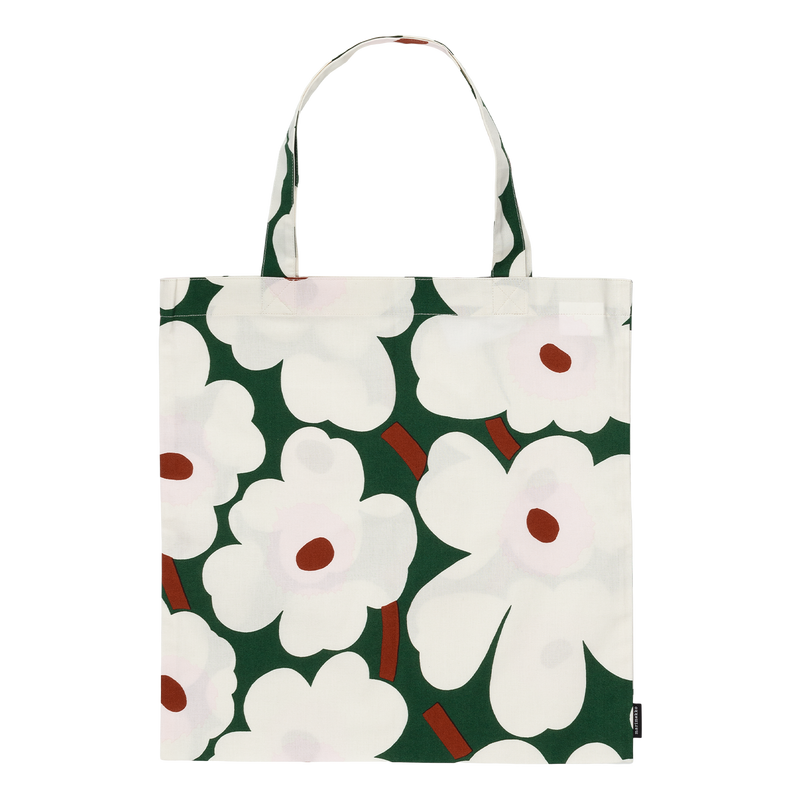 Marimekko Unikko Cotton Tote Bag, green/off-white/pink