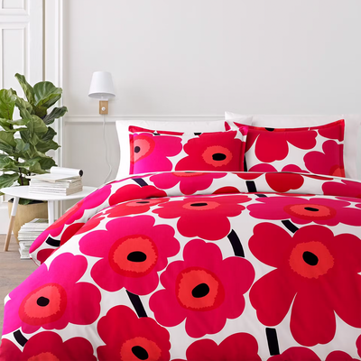 Marimekko Unikko King Duvet Cover Set, white/red