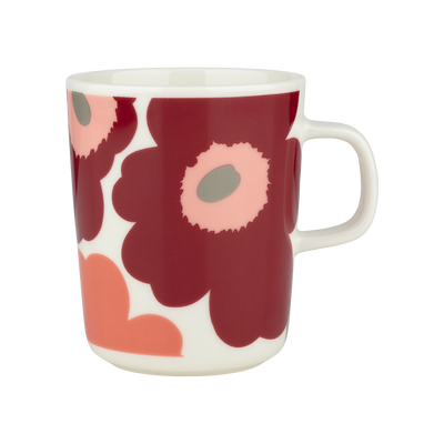 Marimekko Unikko Mug, white/dk.cherry/rose