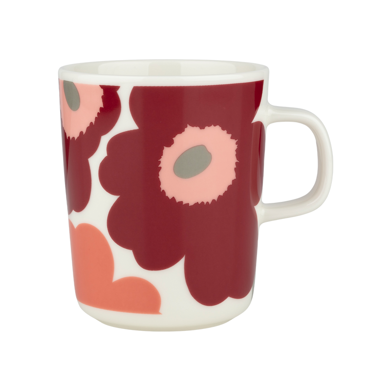 Marimekko Unikko Mug, white/dk.cherry/rose