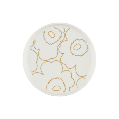 Marimekko Piirto Unikko Snack Plate, white/gold