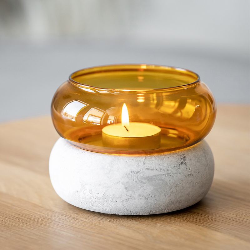 Muurla Bagel Vase/Tealight Holder, amber candle