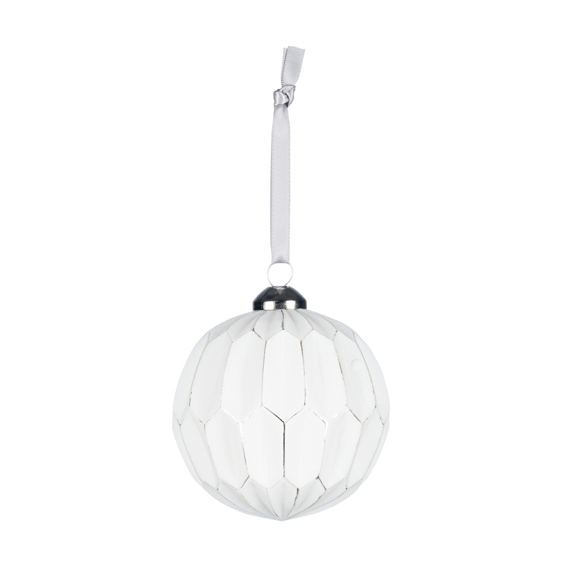 Pentik Kartio White Glass Ball Ornament