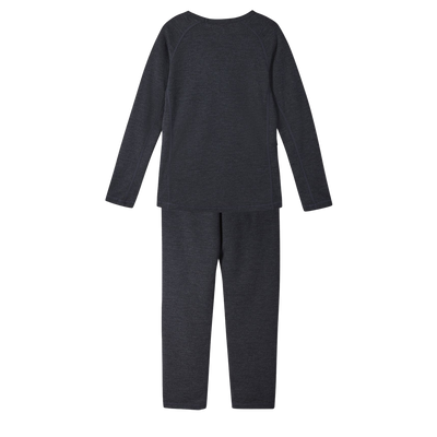 Reima Juniors' Lani Base Layer Set - Black Melange top and bottom