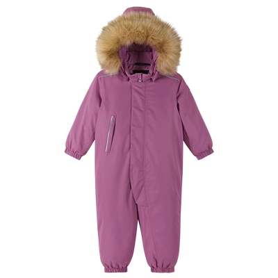 faux fur hood purple snowsuit