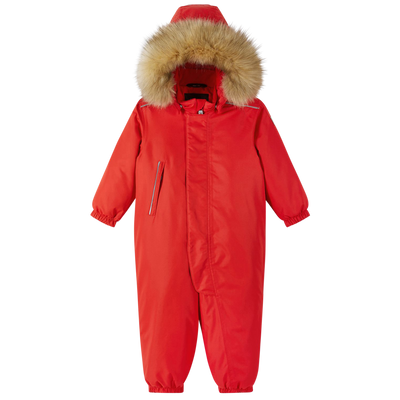 faux fur hood red snowsuit