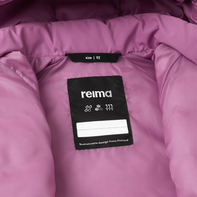 Reima Toddlers' Kupponen Waterproof Down Jacket - Mauve Pink seamless seams