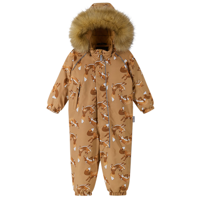 Reima Toddlers' Lappi Waterproof Snowsuit - Peanut Brown with faux hood