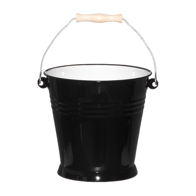 Rento Black Enamel Sauna Bucket with wooden h andle