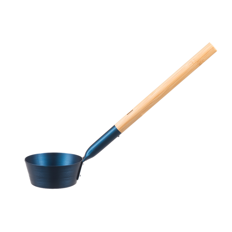 Rento Dark Blue Aluminum Bamboo Sauna Ladle