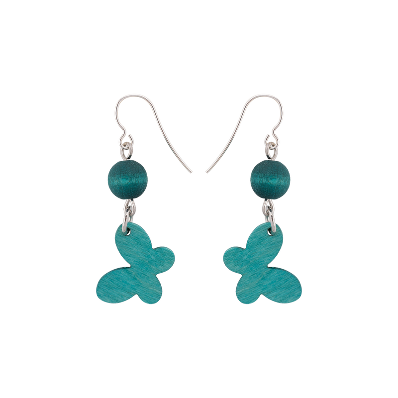 Sinisiipi earrings, shades of green