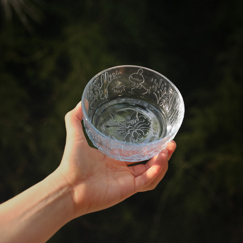 arabia clear glass bowl with moomin design