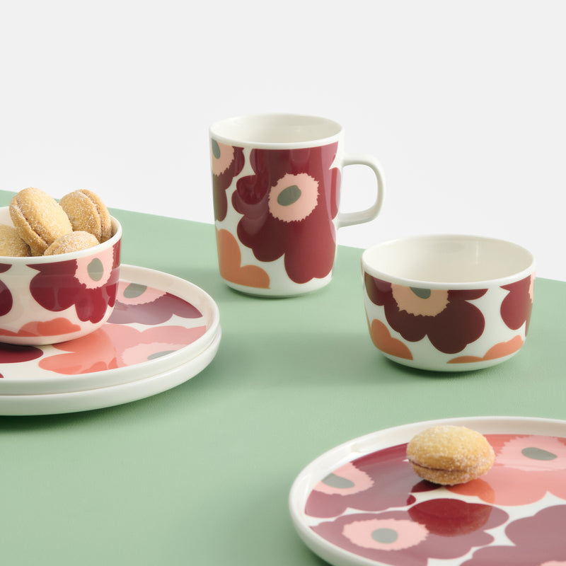 unikko cherry and salmon stoneware