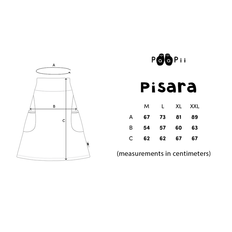 PaaPii Pisara Skirt size chart