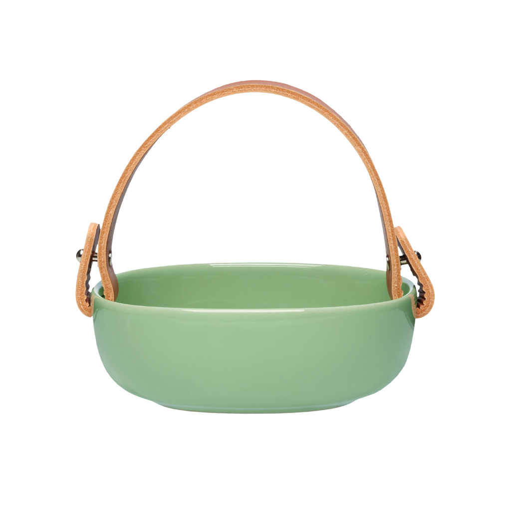 Marimekko Little Serving Dish w/ Leather Handle, light green