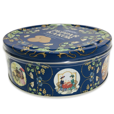 side view of Nyakers Swedish Gingersnap Cookie Tin Blue (400g)